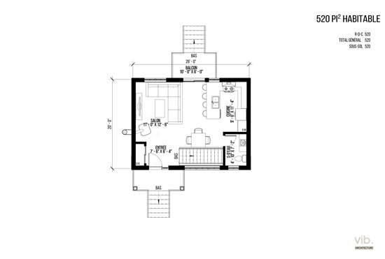 V-259-A - Plan de maison plain-pied à vendre - Plan du rez-de-chaussée