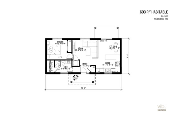 V-260 - Plan de maison plain-pied à vendre - Plan du rez-de-chaussée