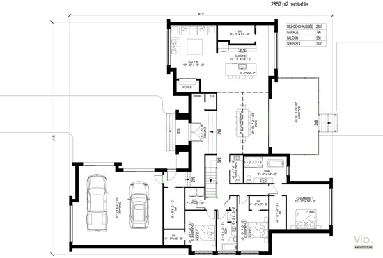 V-271 - Plan de maison plain-pied à vendre - Plan du rez-de-chaussée