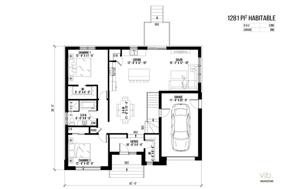 VC-111 - Plan de maison plain-pied à vendre - Plan du rez-de-chaussée