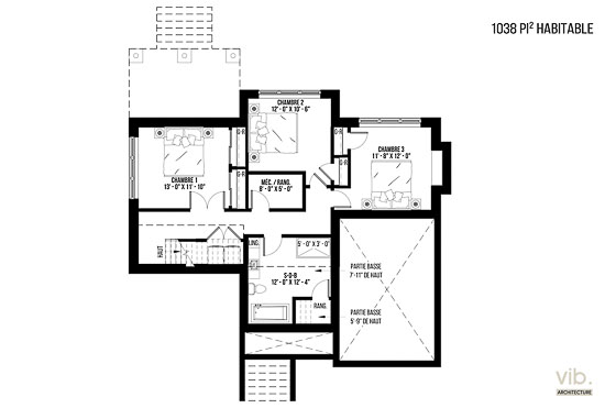 VC-114 - Plan de maison plain-pied à vendre - Plan du sous-sol