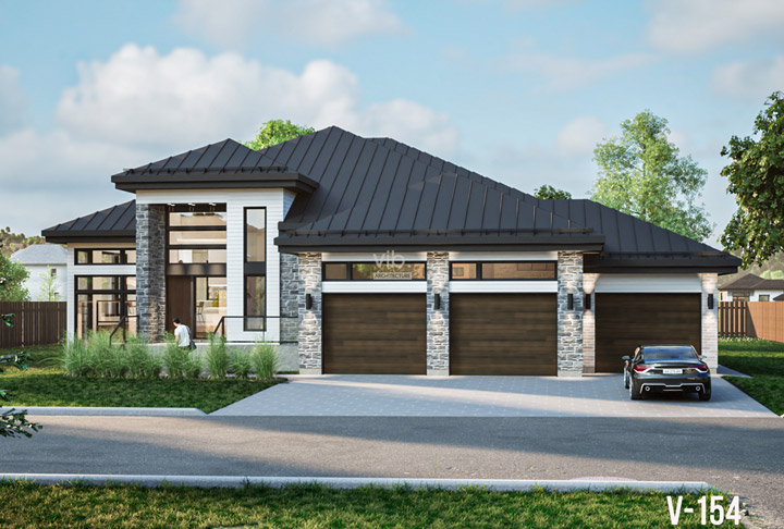 Plan de maison plain-pied &agrave; vendre - Mod&egrave;le V-154