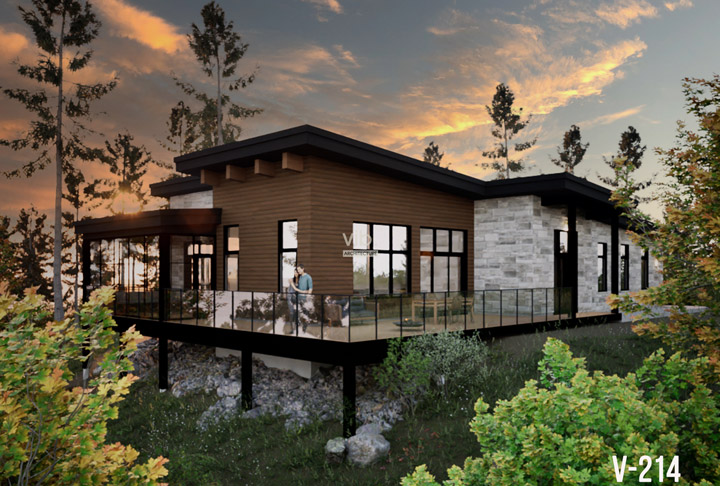 Plan de maison plain-pied &agrave; vendre - Mod&egrave;le V-214